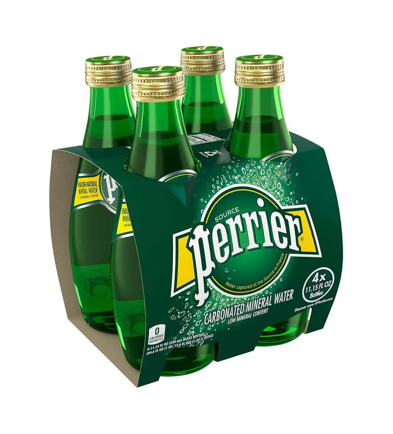 Perrier Sparkling Carbonated Mineral Water 330ml Pack of 4
