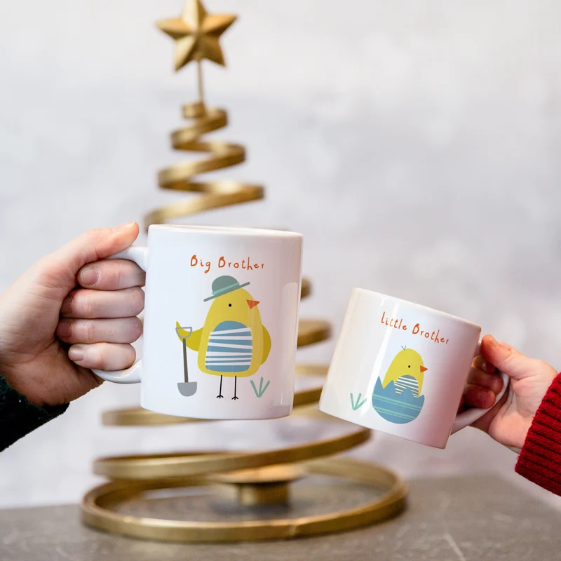 Easter Chick Matching Mug Set - Personalised Family Easter Gift