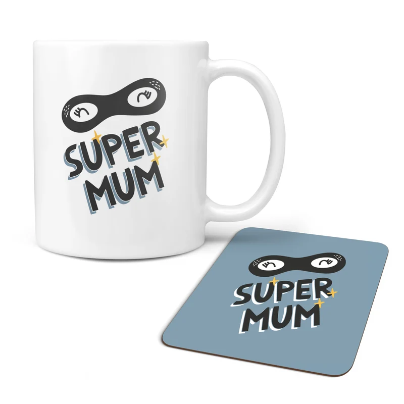 Super Hero Family Mug Set - Fun Mummy Daddy Baby Super Hero New Home Gift - Mama Papa Toddler Easter or Christmas Eve Present
