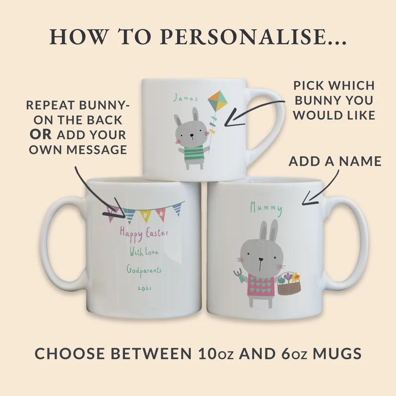 Easter Bunny Rabbit Matching Family Mug Set