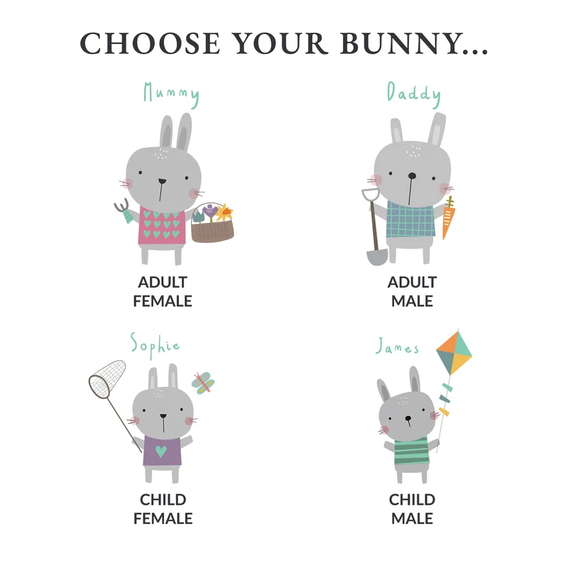 Easter Bunny Rabbit Matching Family Mug Set