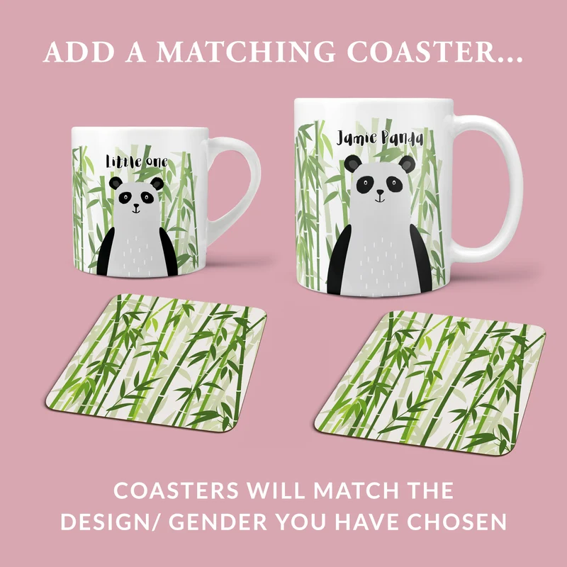 Panda Bear Personalised Mug and Coaster Set - Fun Mummy Daddy Baby Panda Family Gift - Mama Papa Toddler Mug Set Christmas Eve Present
