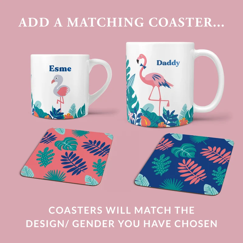 Flamingo Mug Set Personalised Gift For Families - Matching Flamingoes Mugs