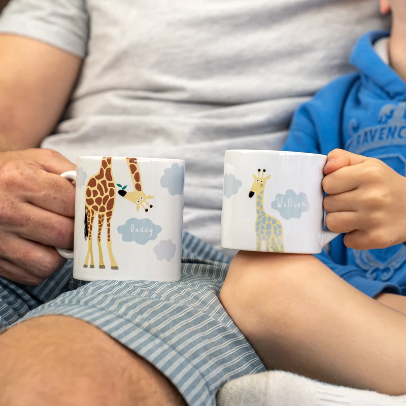 Giraffe Family Mug Set with Mini and Large Mugs Personalised