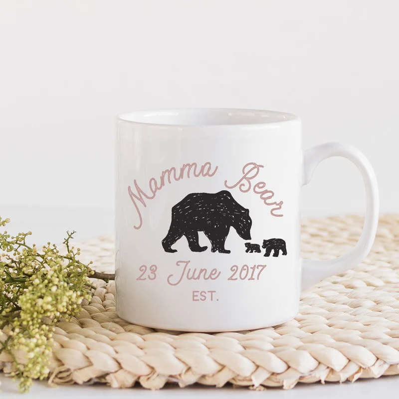 Mamma Bear Mug personalised with any version of 'Mum'