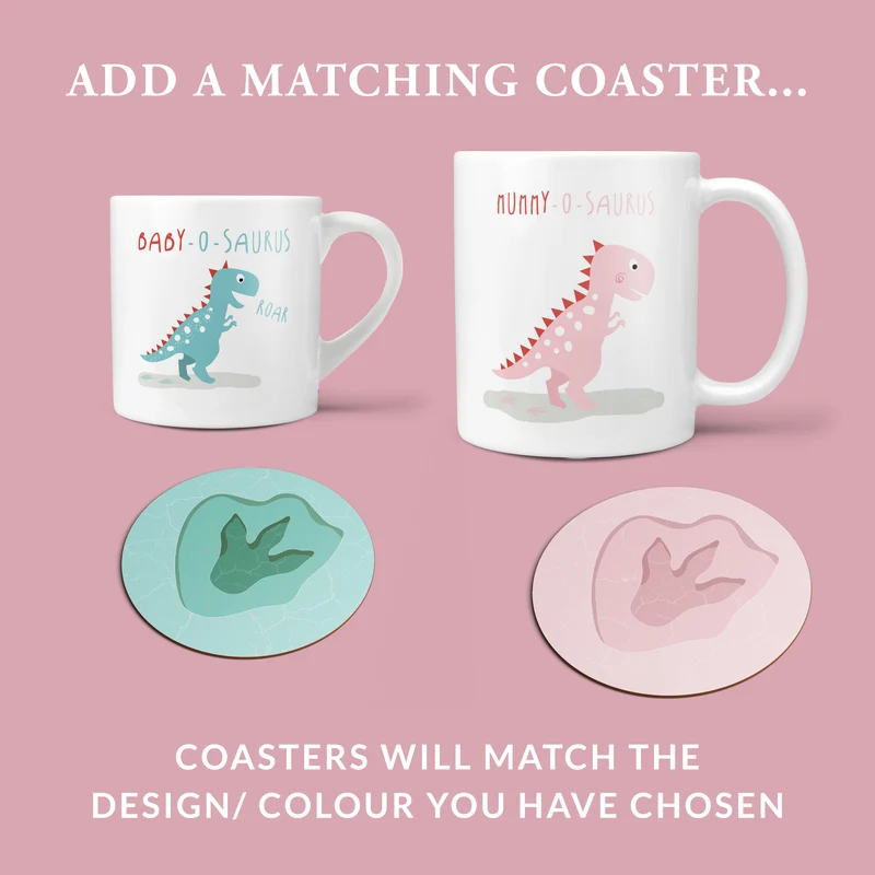 Dinosaur themed Babyccino and Hot Chocolate Personalised Family Mugs