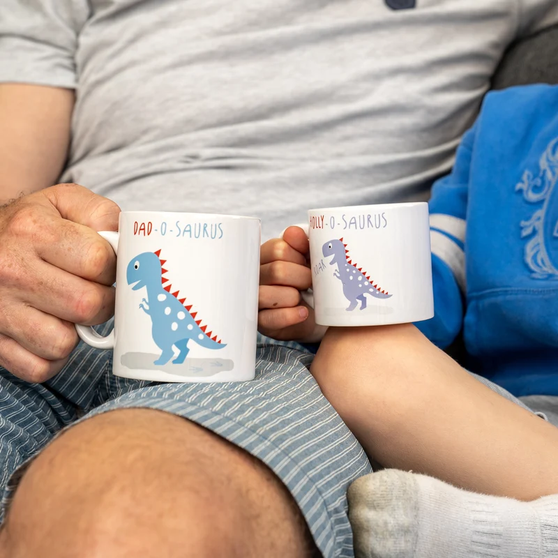 Dinosaur themed Babyccino and Hot Chocolate Personalised Family Mugs