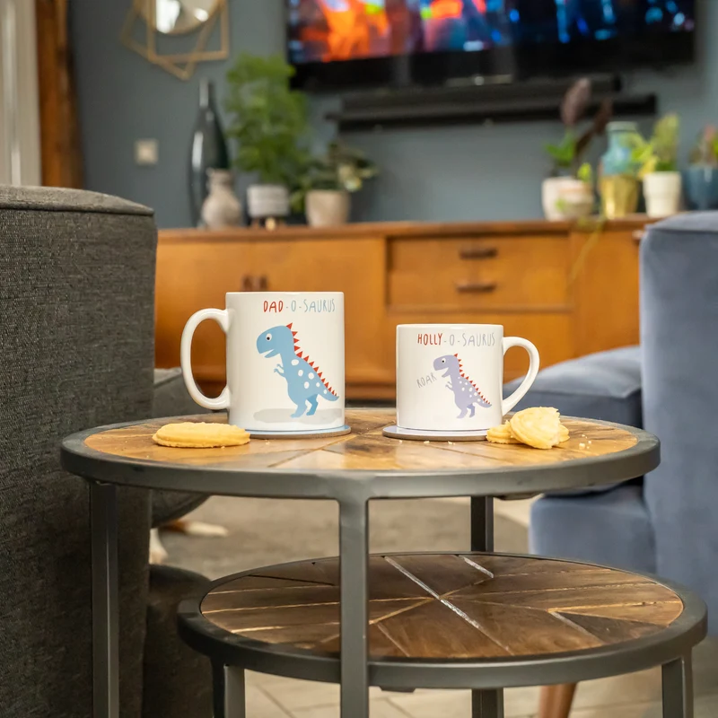 Dinosaur themed Babyccino and Hot Chocolate Personalised Family Mugs