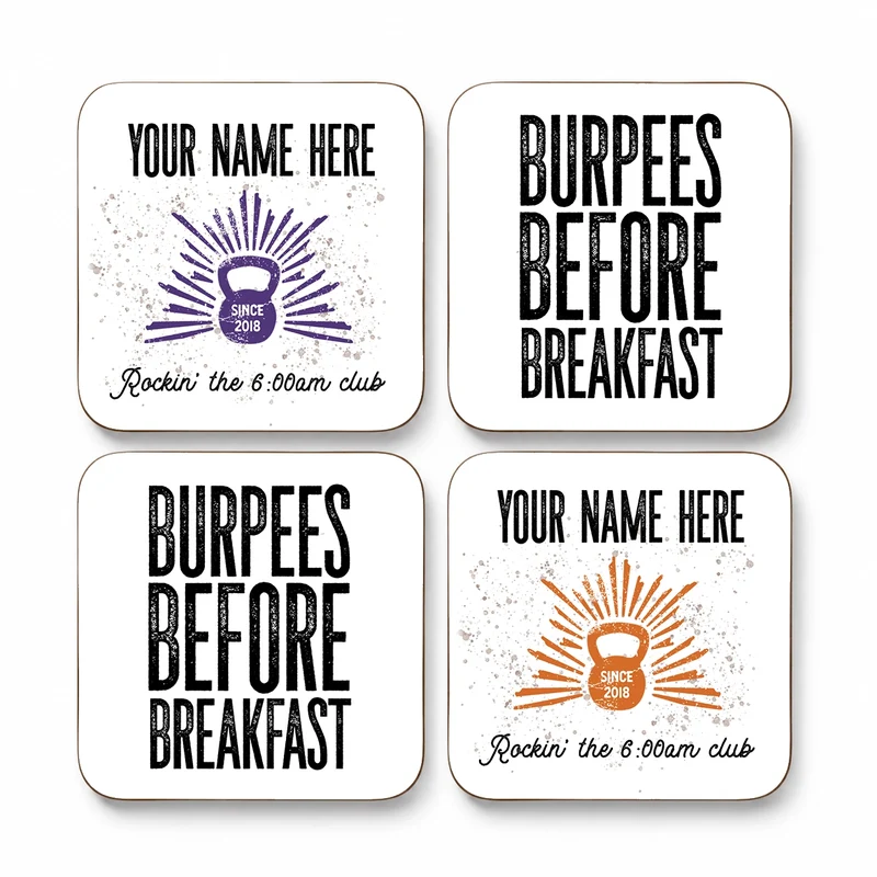 Personalised CrossFit Coasters – 6AM Club Set of 4