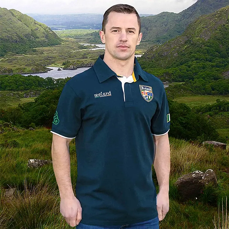 Men's Embroidered Ireland Rugby Polo Shirt, Navy