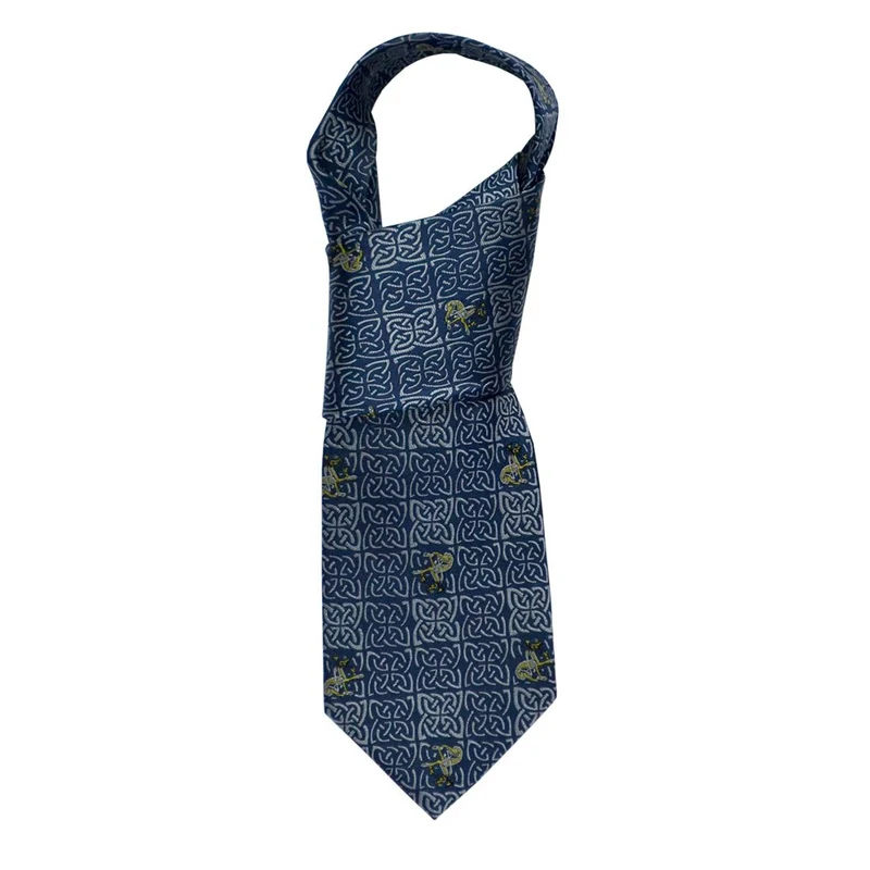 Celtic Knotwork Silk Tie with Dog Motif Embroidery