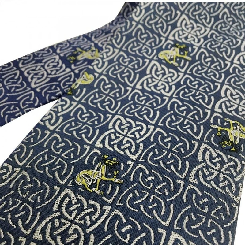 Celtic Knotwork Silk Tie with Dog Motif Embroidery