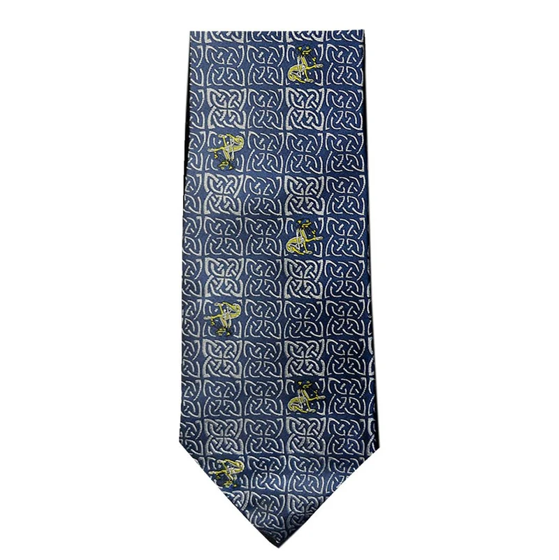 Celtic Knotwork Silk Tie with Dog Motif Embroidery