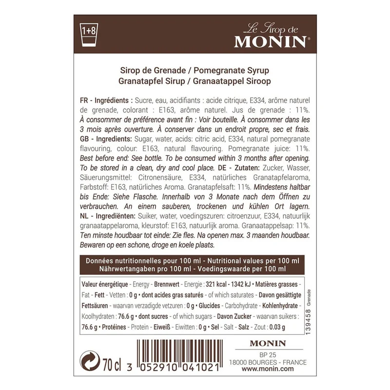 Monin Pomegranate Syrup - 700ML