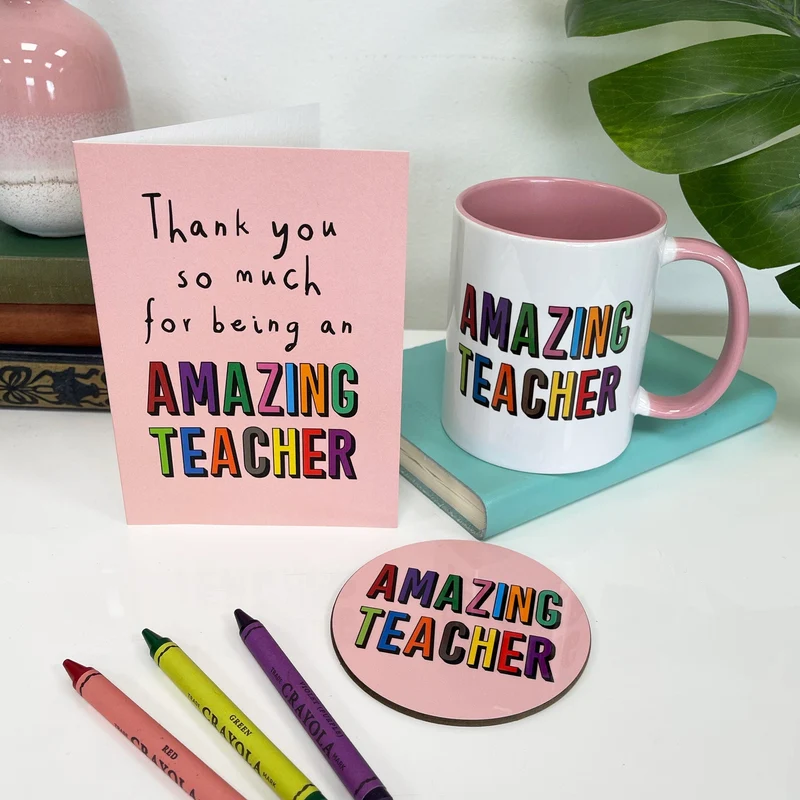 Personalised Amazing Teacher Mug & Coaster Gift Set