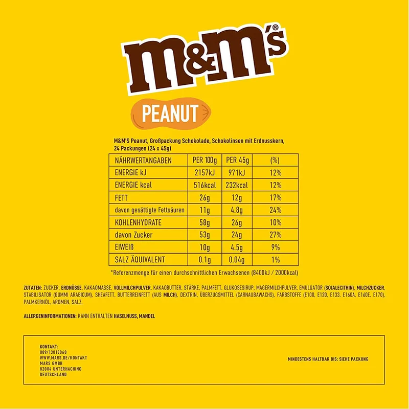 M&M's Peanut Chocolate - 24 X 45G