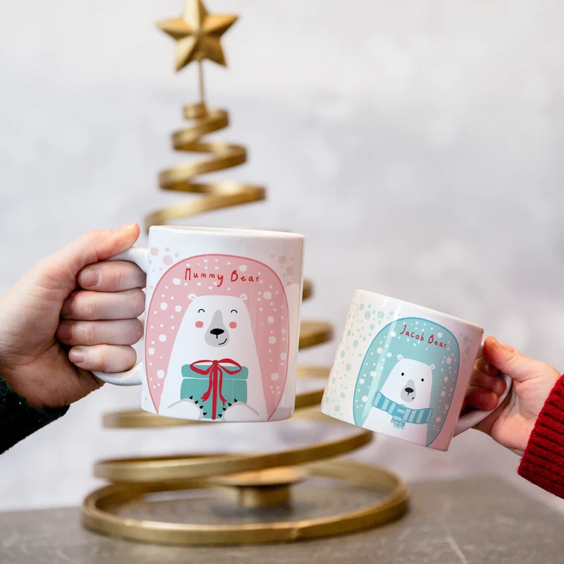 Family Polar Bear Mug Set Cute Mugs For Christmas Eve