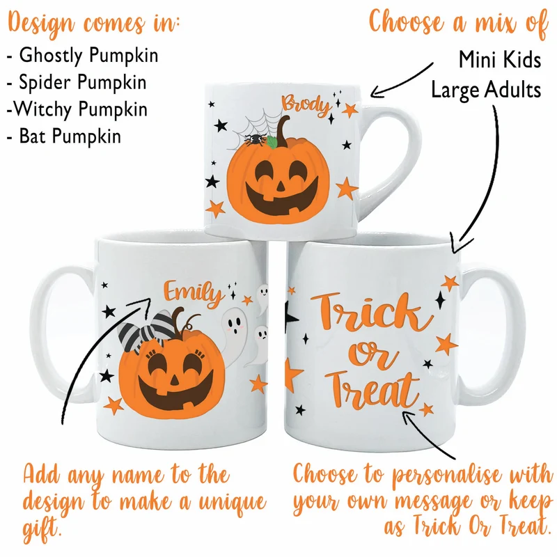Halloween Mug - Personalised Pumpkin Mug & Coaster Set