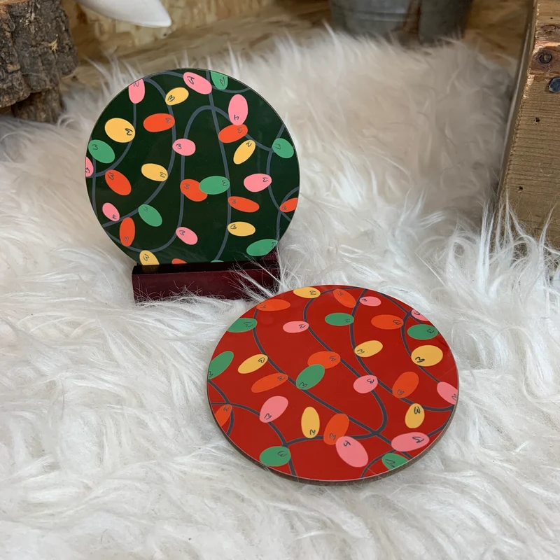 Personalised Christmas Wreath Mug and Coaster Gift Set