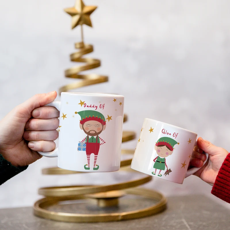 Personalised Elf Family Mug Set