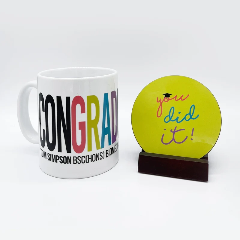 Personalised ConGRADulations Mug & Coaster Gift Set - Custom Congratulations on your Graduation Present
