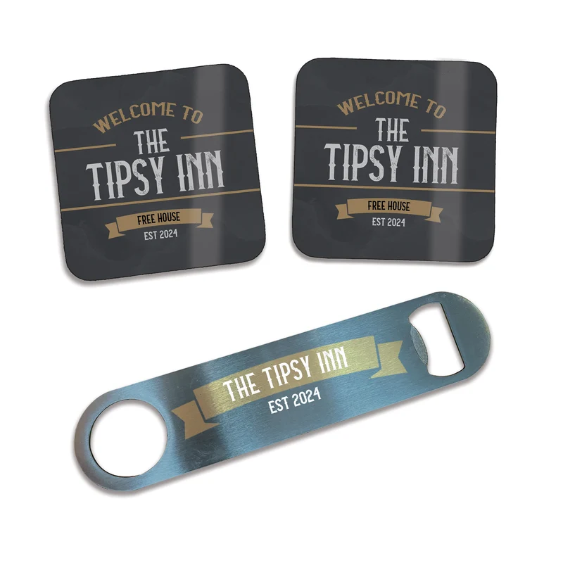 Personalised Vintage Pub Bar Set – Custom Home or Garden Pub Gift