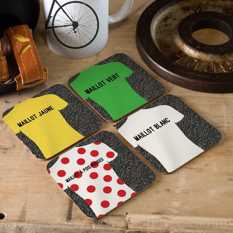Tour de France Cycling Jersey Coasters – Set of 4