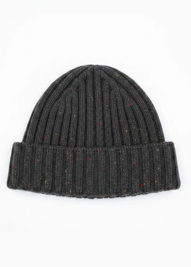 Luxe Cashmere Aran Ribbed Hat | Charcoal