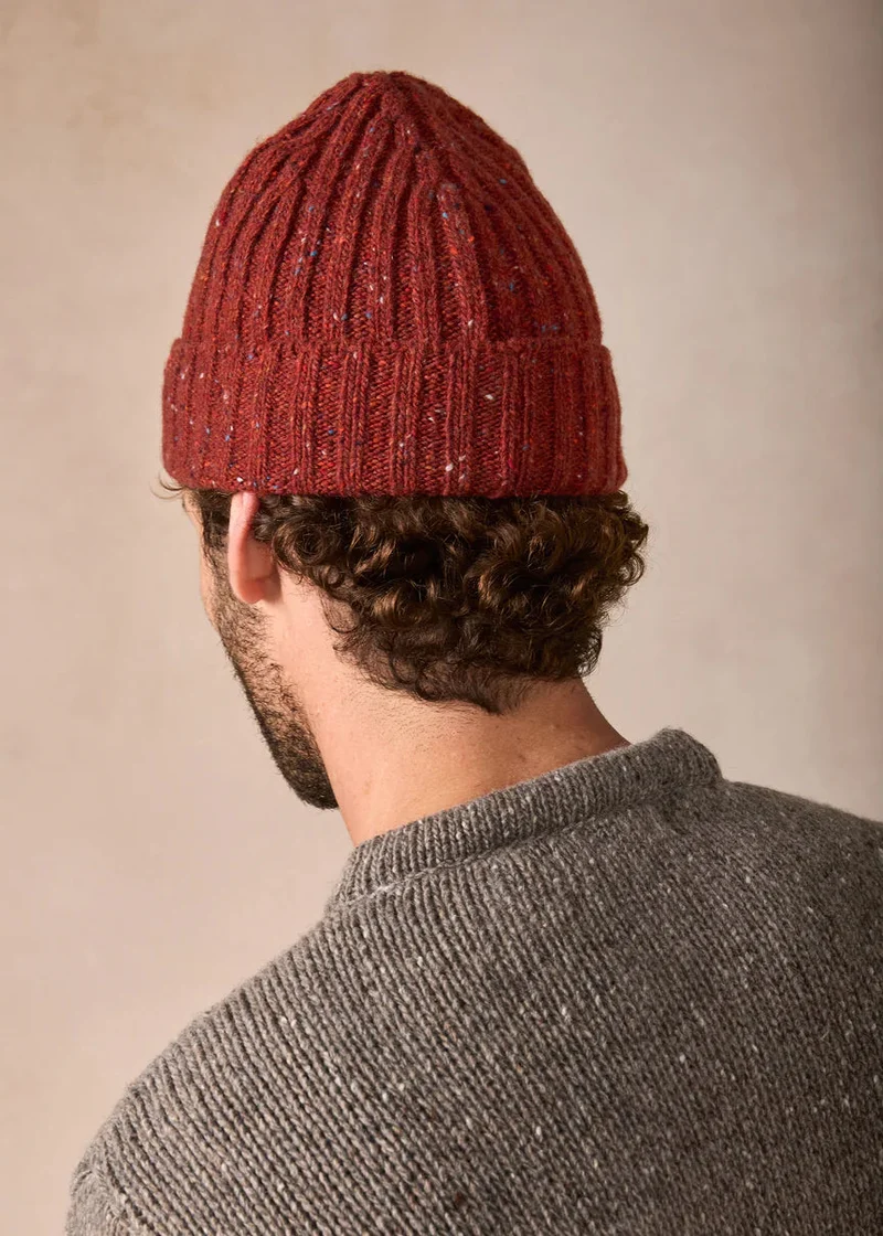 Luxe Cashmere Aran Ribbed Hat | Copper Marl
