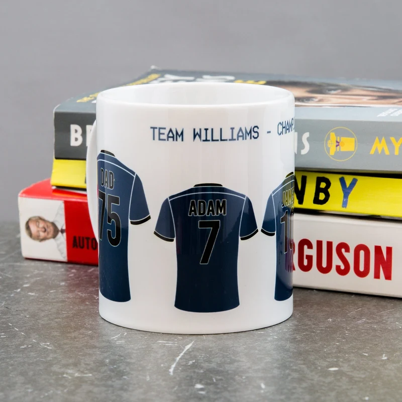 Family Line Up In Football Strips - Any Team Colours Locker Room Design - Custom Gift For Dad Or Family