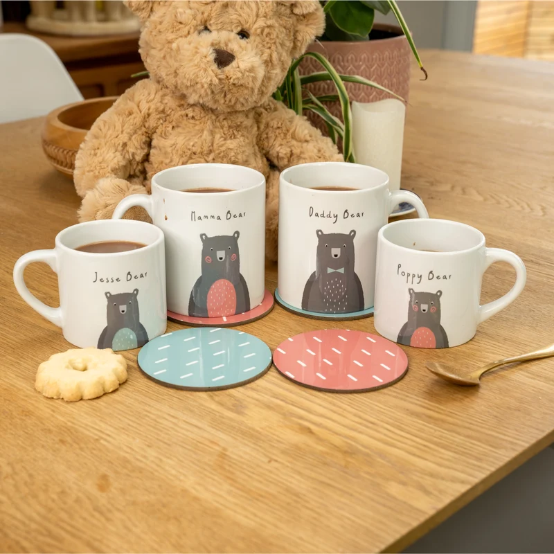 Personalised Bear Family Mug Set – Mum Dad & Baby Matching Mugs