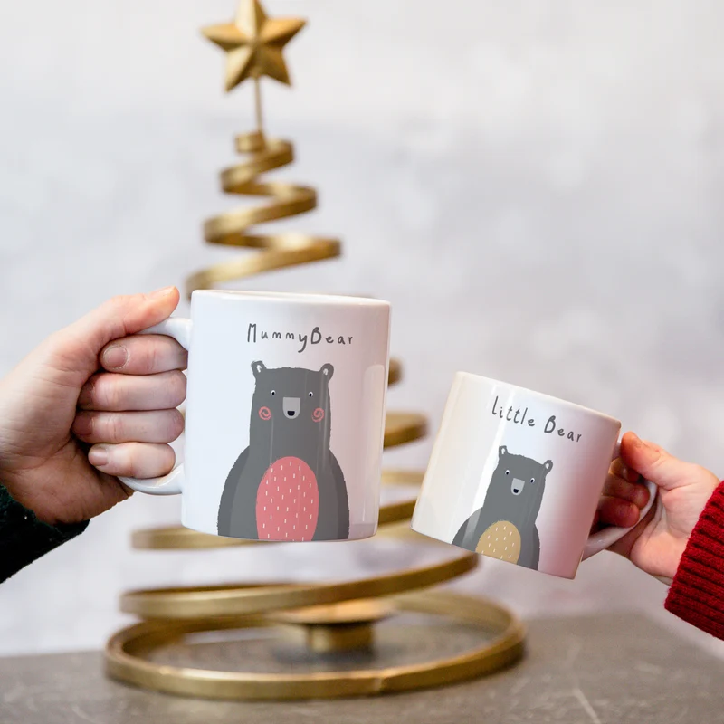 Personalised Bear Family Mug Set – Mum Dad & Baby Matching Mugs