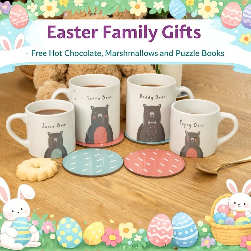 Personalised Bear Family Mug Set – Mum Dad & Baby Matching Mugs