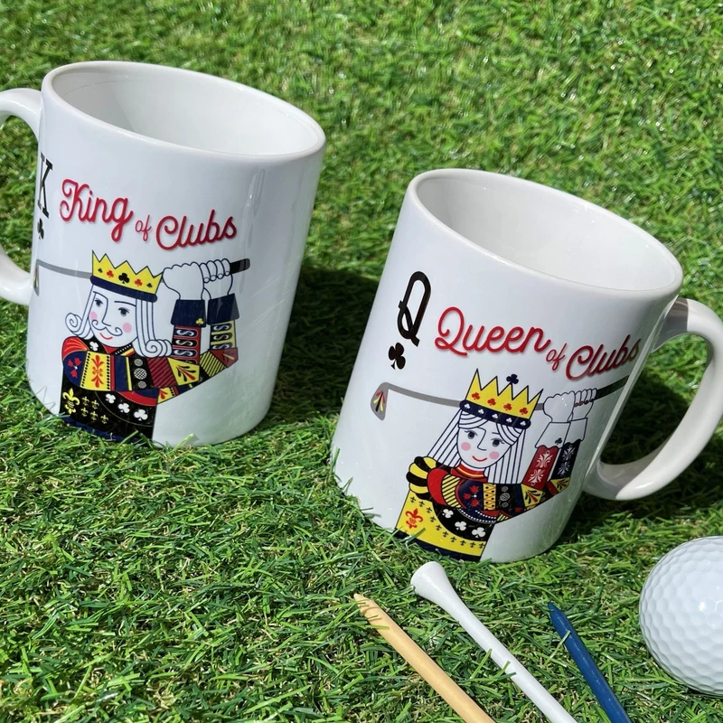 Womens Golf Present - Queen Of Clubs Playing Card Mug Personalised - Gift For Her