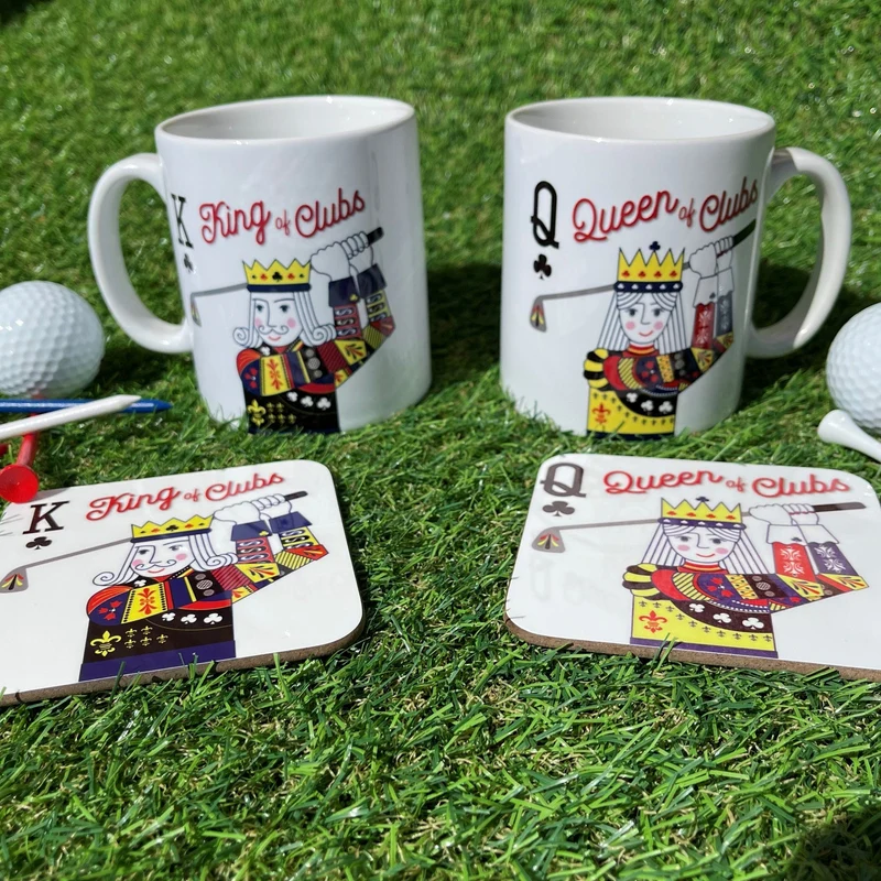 Womens Golf Present - Queen Of Clubs Playing Card Mug Personalised - Gift For Her
