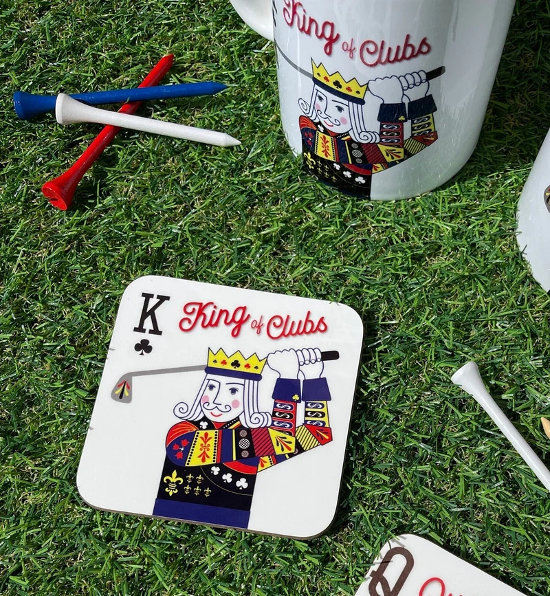 Mens Golf Present - King Of Clubs Playing Card Mug Personalised - Gift For Him