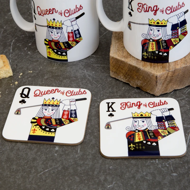 Mens Golf Present - King Of Clubs Playing Card Mug Personalised - Gift For Him