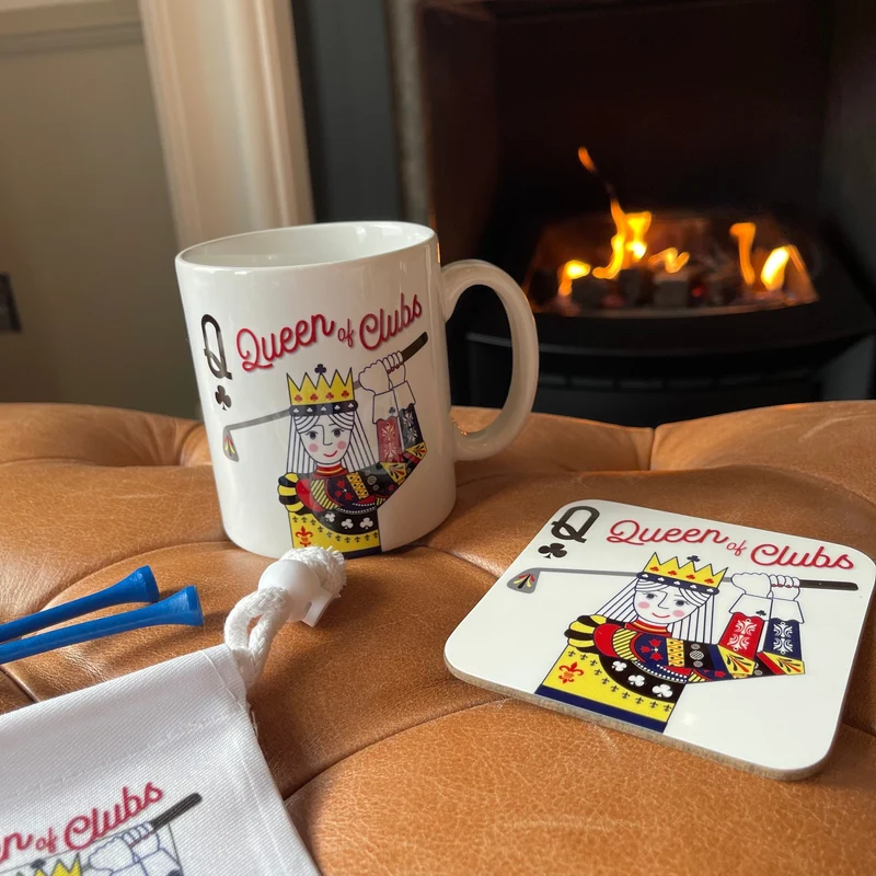 Golfer Secret Santa Gift - King Of Clubs Playing Card Coaster - Golf Present For Him