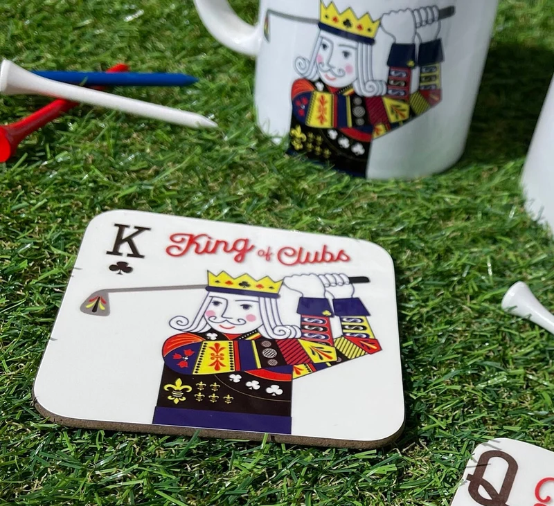 Golfer Secret Santa Gift - King Of Clubs Playing Card Coaster - Golf Present For Him