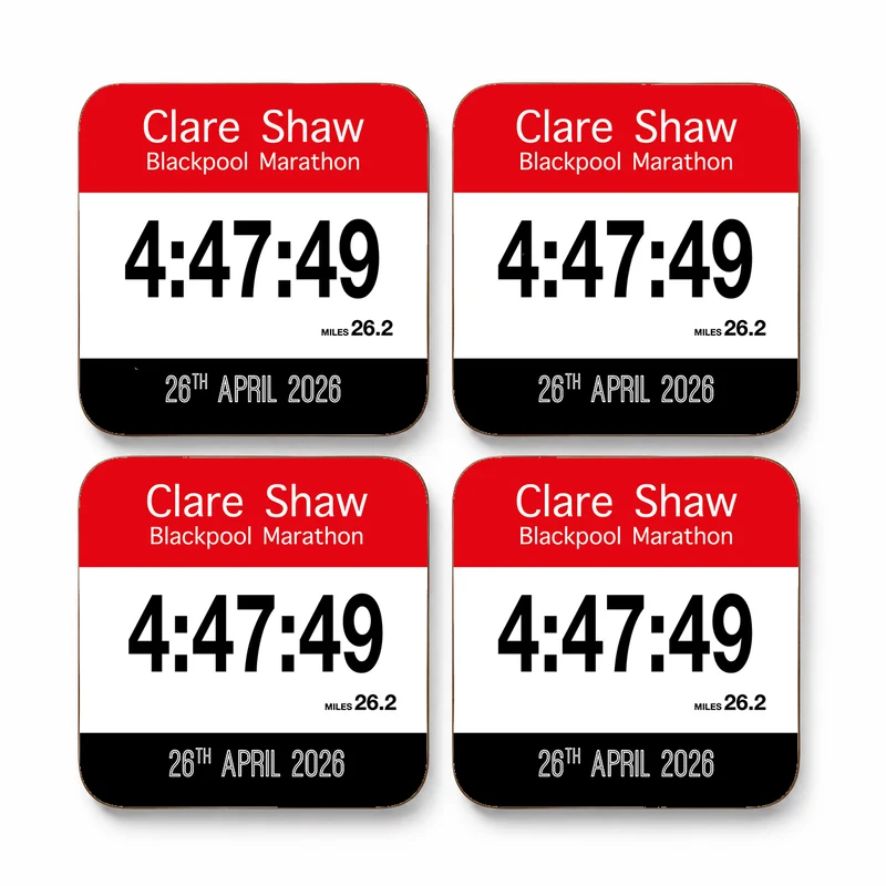 Personalised Marathon Finisher Coasters – Race Time Set of 4