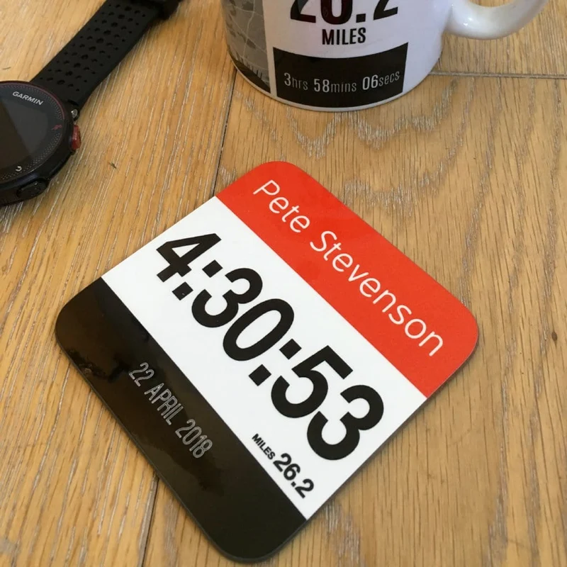 Personalised Marathon Finisher Coasters – Race Time Set of 4