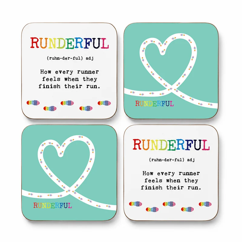 Runderful Running Coasters – Set of 4 Funny Runner Coasters