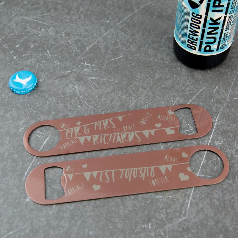 Bunting Wedding Gift - Vintage Themed Bottle Opener Bar Blade - Couple Present