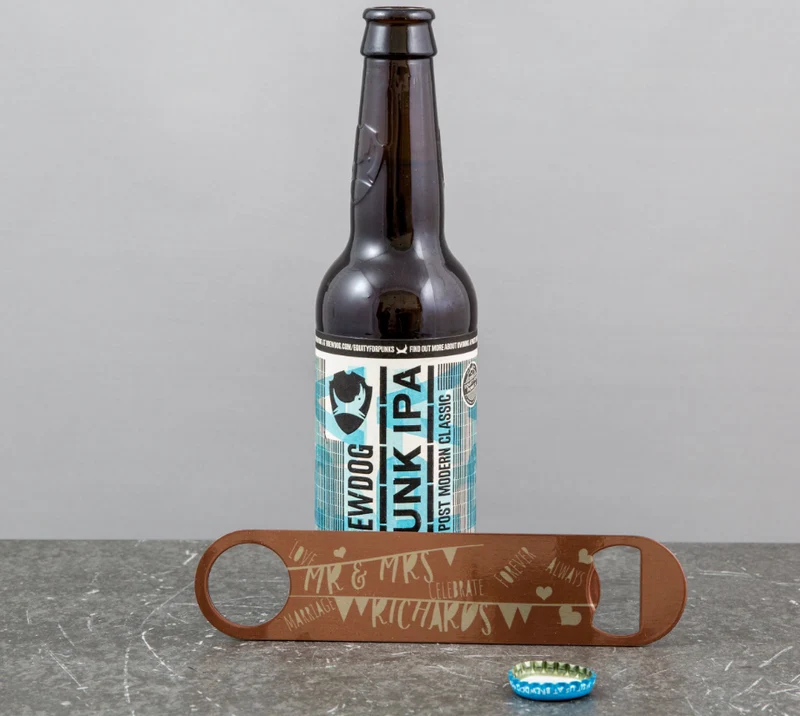 Bunting Wedding Gift - Vintage Themed Bottle Opener Bar Blade - Couple Present
