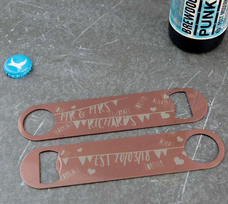 Bunting Wedding Gift - Vintage Themed Bottle Opener Bar Blade - Couple Present
