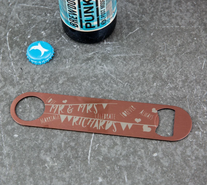 Bunting Wedding Gift - Vintage Themed Bottle Opener Bar Blade - Couple Present
