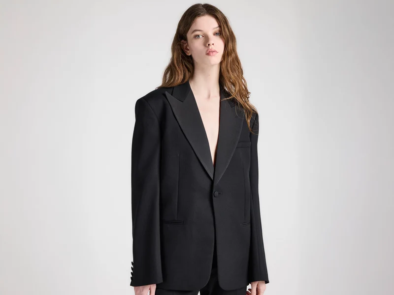 WOMENS FITTED TUXEDO JACKET IN BLACK