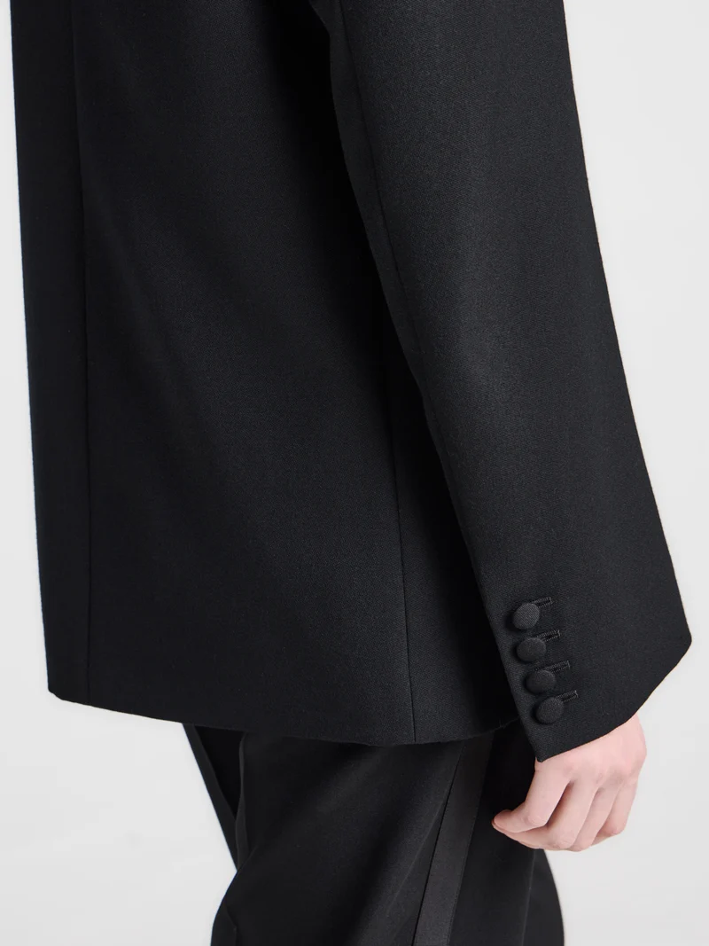 WOMENS FITTED TUXEDO JACKET IN BLACK