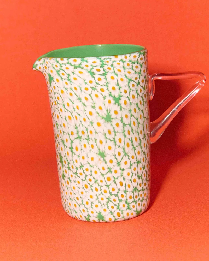 FULL MURRINA JUG IN WHITE & GREEN