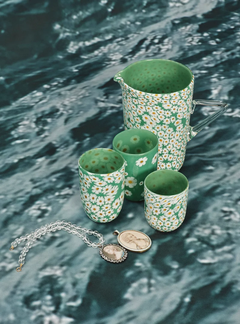 FULL MURRINA JUG IN WHITE & GREEN
